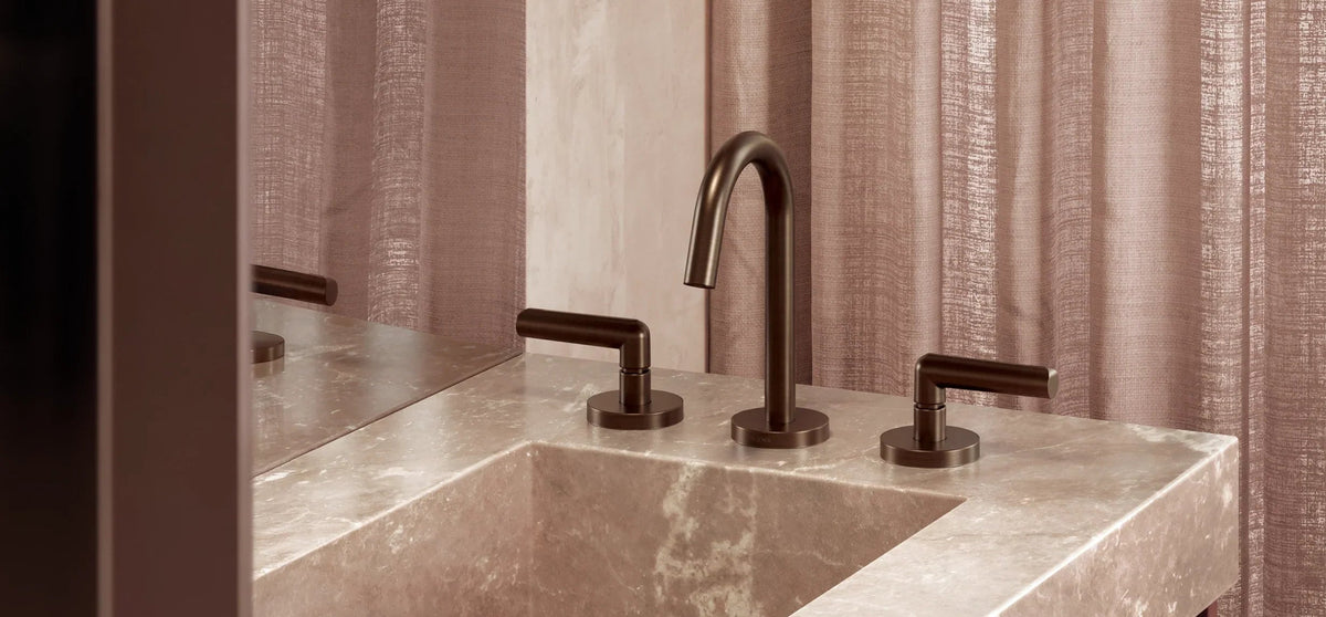 Brushed Bronze bathroom vanity lifestyle