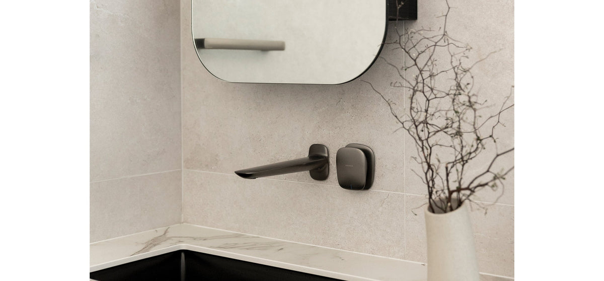 Brushed Carbon bathroom vanity lifestyle