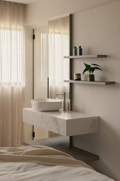 Dekton Entzo22 in a bathroom (first photo)