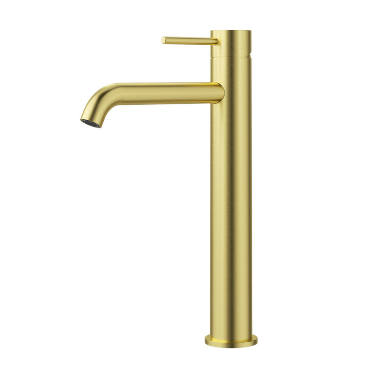 Otus Slimline Basin Mixer High Rise Curved Spout - Brushed Gold