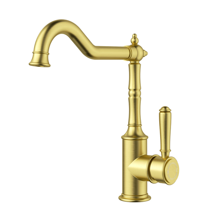 Clasico Sink Mixer Hook Spout - Brushed Gold