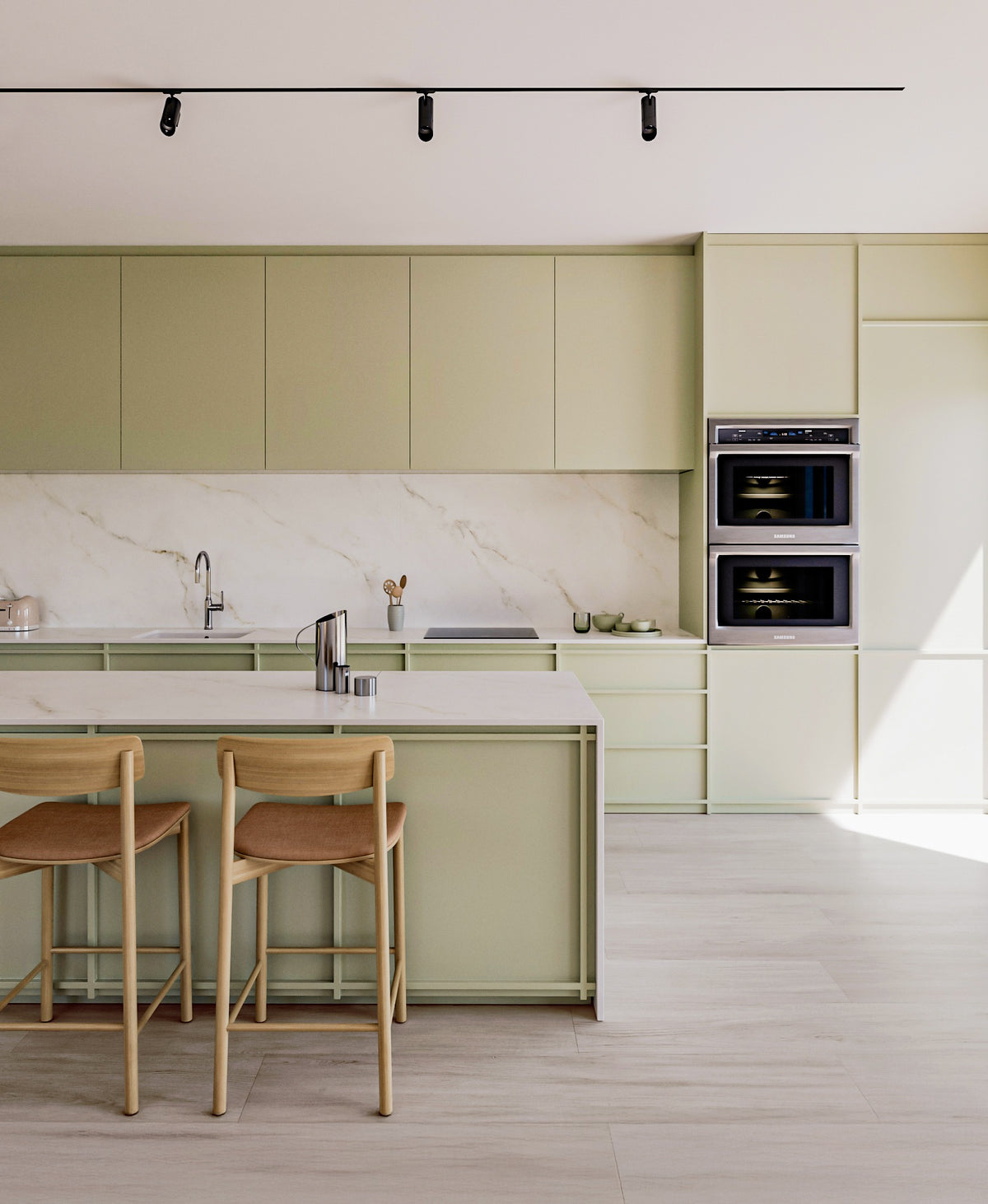 Dekton Keena in a kitchen, wide view