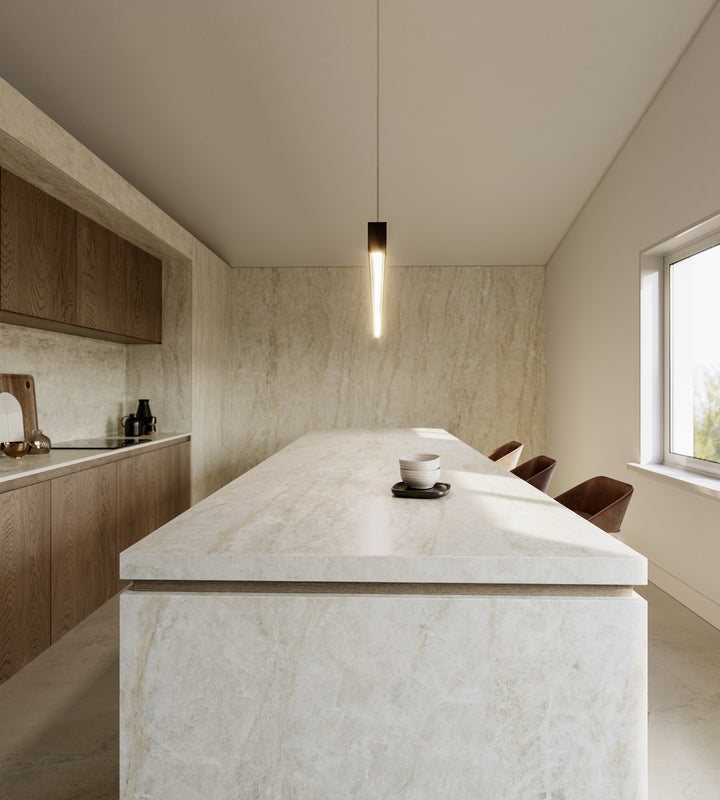 Dekton Nara in a kitchen, close-up (third photo)