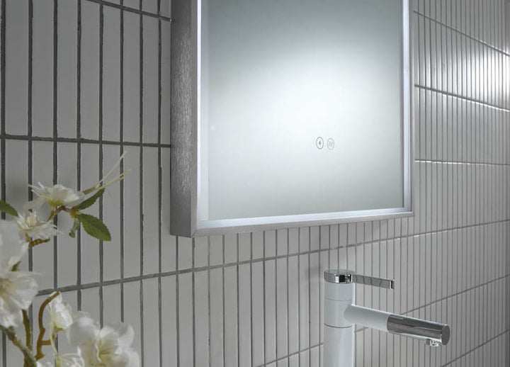 Arch LED Mirror with Demister and Portable Magnifier Georgian Metal lifestyle view