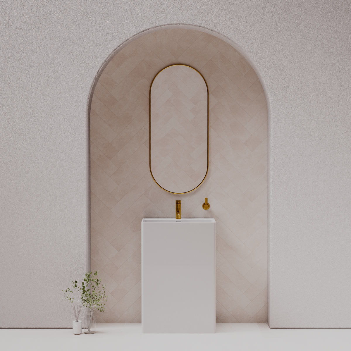 Cube above counter basin — front view