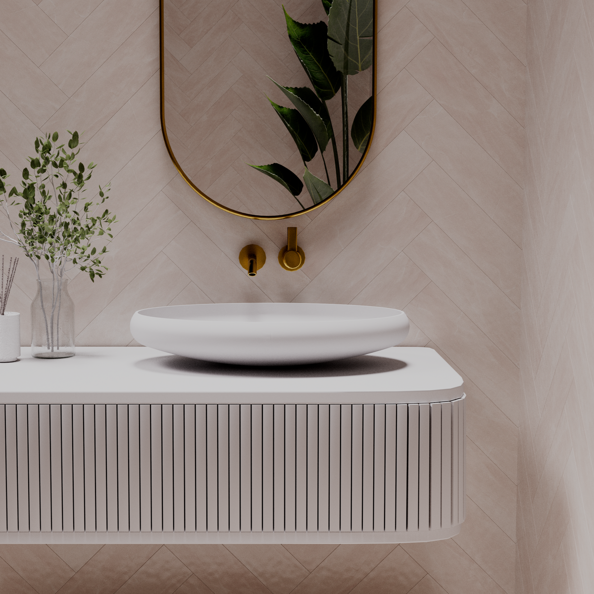 Piero above counter basin — front view