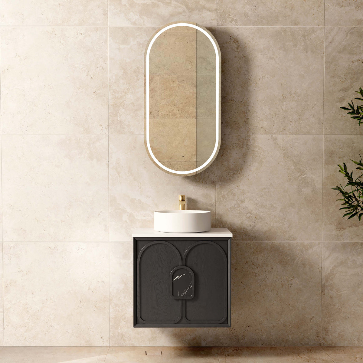 Laguna 600mm Black American Oak Wall Hung Vanity - Cabinet Only