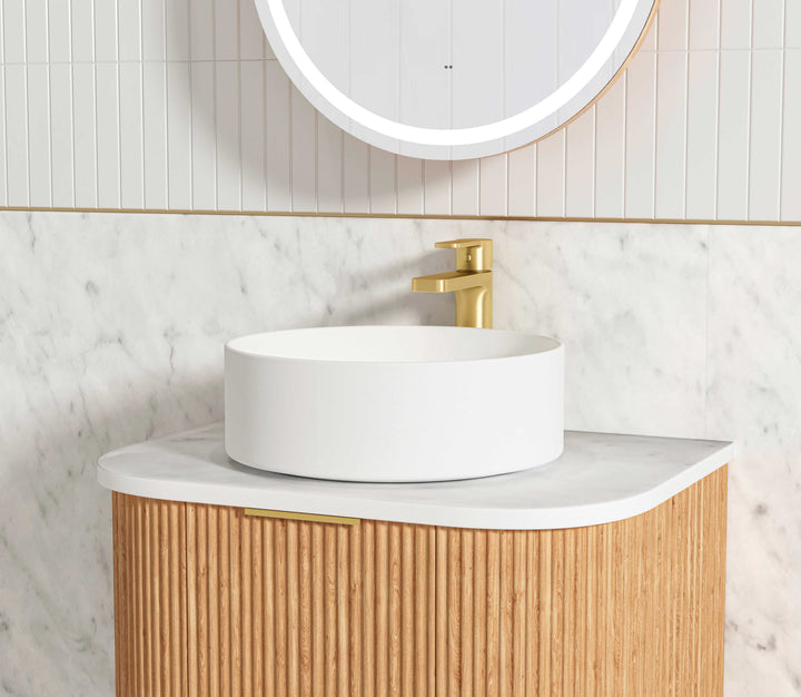 Bondi 600mm Woodland Oak Fluted Curve Vanity (12TH &amp; NTH Only)