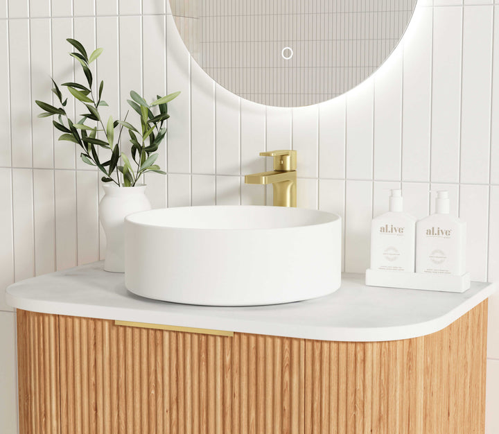 Bondi 750mm Woodland Oak Fluted Curve Vanity (12TH &amp; NTH Only)