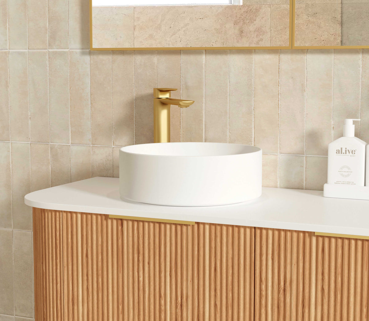 Bondi 1800mm Woodland Oak Fluted Curve Vanity
