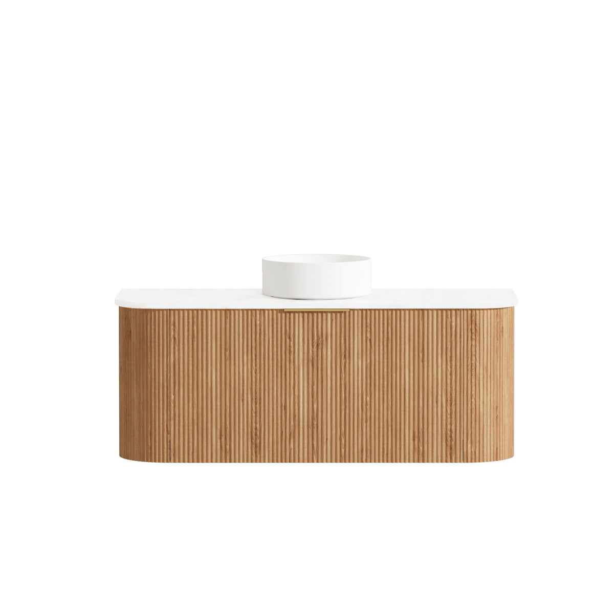 Bondi 1200mm Woodland Oak Fluted Curve Vanity - Ultra Delux Stone Top (Silica Free Pure White)