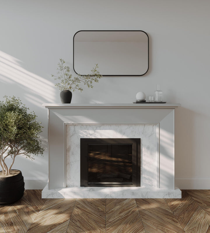 Modern Soft Rectangle Mirror with Portable Magnifier Manhattan Black