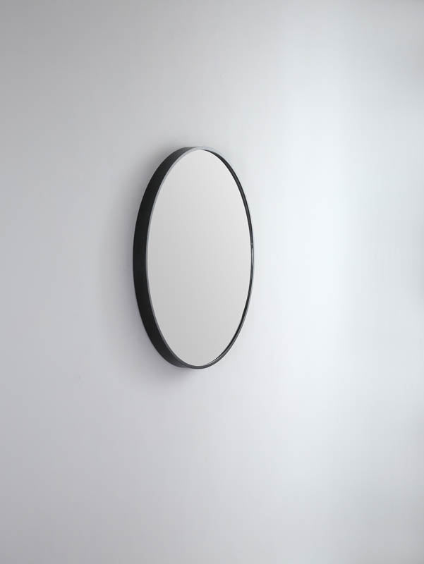 Modern Round Mirror with Portable Magnifier Manhattan Black detail view 2
