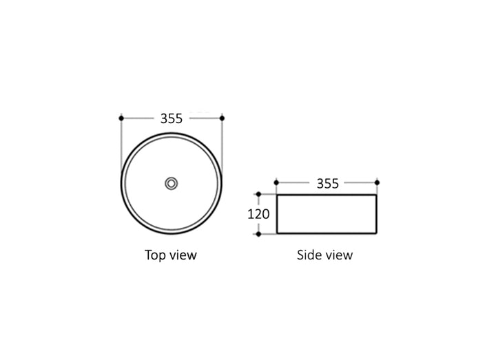 Artis 88 355x355x120 Matte Black &amp; Matte White Basin