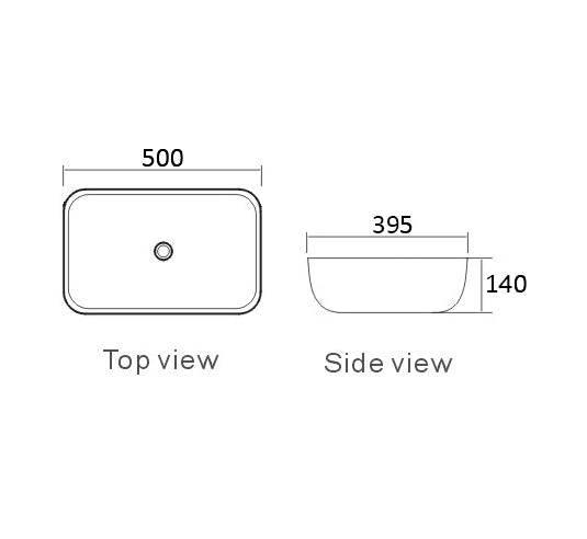 Artis Square 500x395x140 Matte Black &amp; Matte White Basin