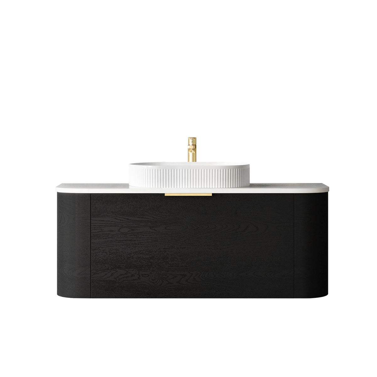 Bondi 1200 Black Oak - Ultra Delux Stone Top (Silica Free Pure White)