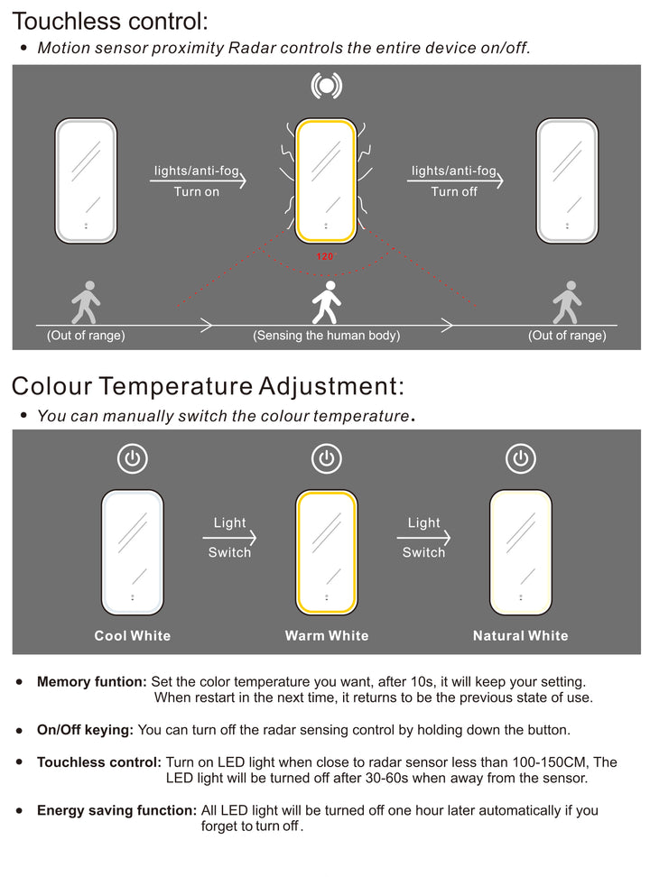 LED Newport 900(H)x450(W) Gold Metal Frame Tuffi Mirror Soft Square