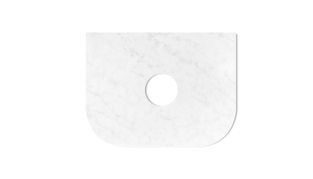 Bondi 600mm Satin White Fluted Wall Hung Curve Vanity (12TH &amp; NTH Only) - Ultra Delux Stone Top (Silica Free Cloudy Carrara)