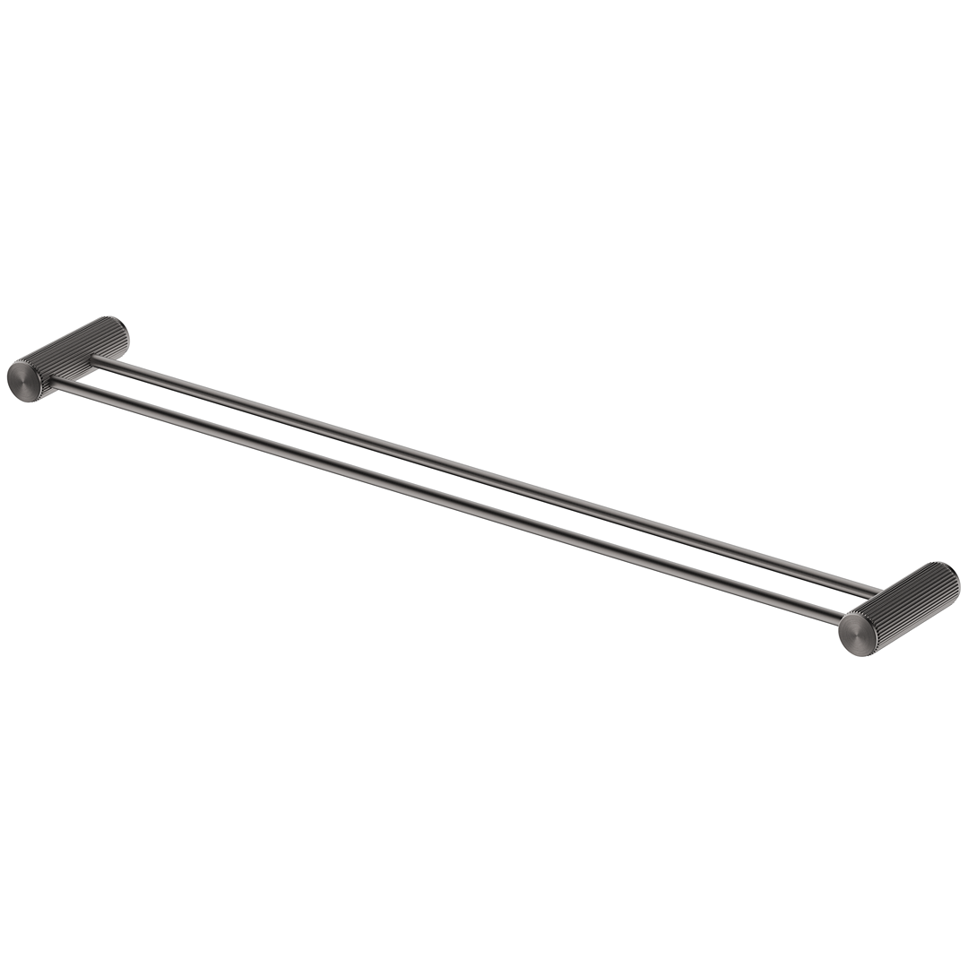 Mica Fluted Double Towel Rail 800mm - Gunmetal