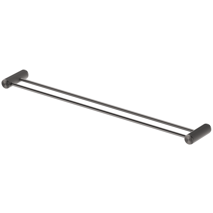 Mica Fluted Double Towel Rail 800mm - Gunmetal