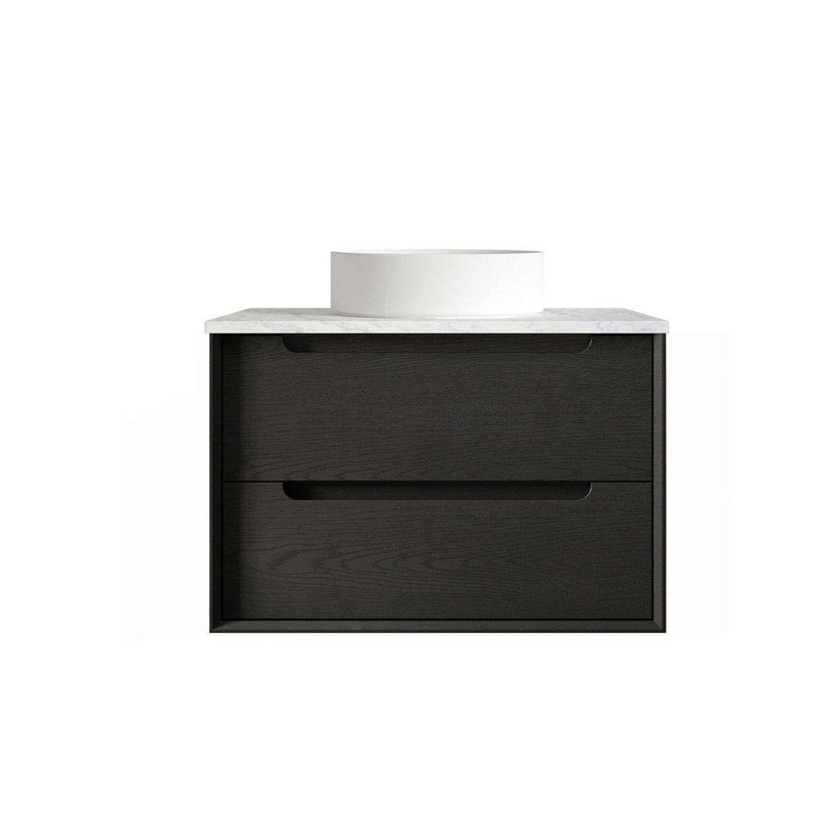 Otti Byron 750 Sable Walnut Wall Hung Vanity - Ultra Delux Stone Top (Silica Free Cloudy Carrara)