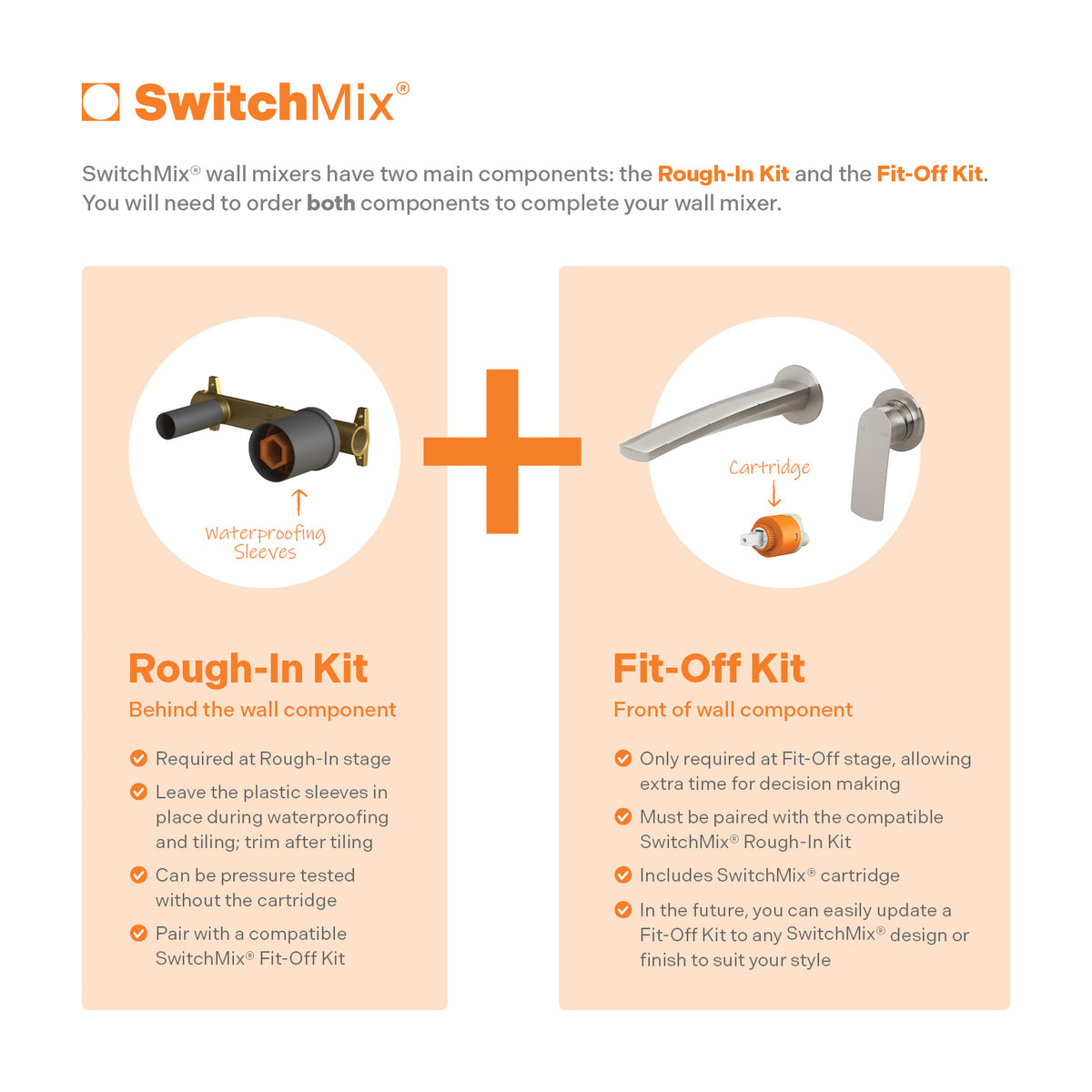 Mekko SwitchMix Wall Basin / Bath Mixer Set 200mm Round Plates (Fit-Off Kit Only) - SwitchMix explainer