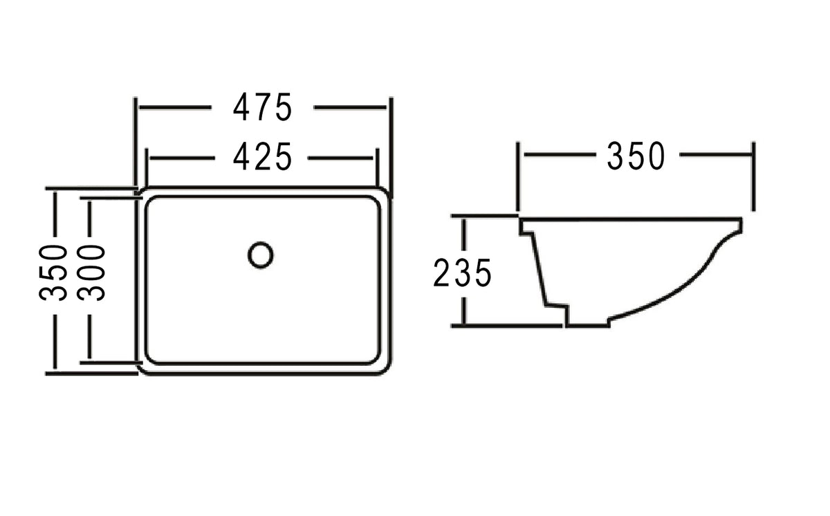 Undermount Square 475x350x235 Basin