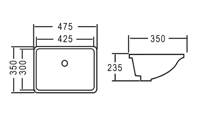 Undermount Square 475x350x235 Basin