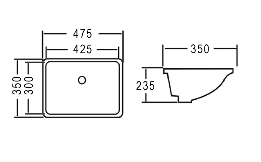 Undermount Square 475x350x235 Basin