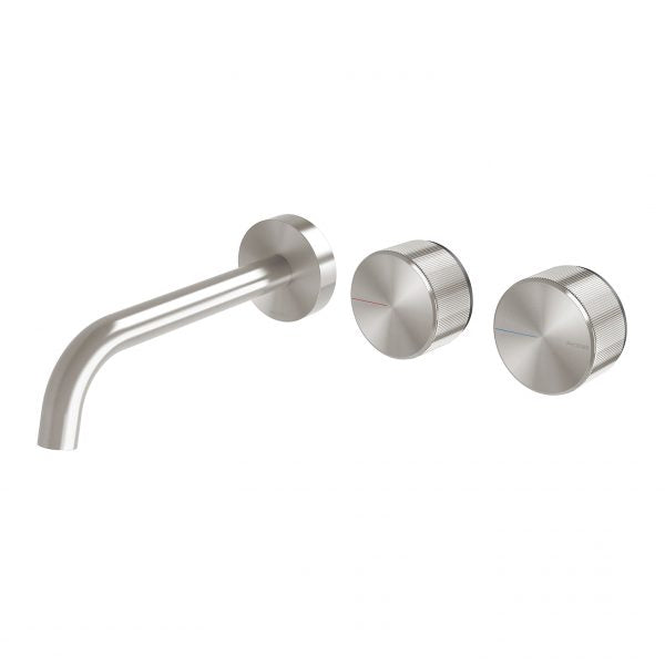 Axia Wall Basin/Bath Mixer Curved Outlet Hostess Set - Brushed Nickel