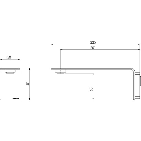 Specification diagram - Axia Wall Basin / Bath Outlet 200mm