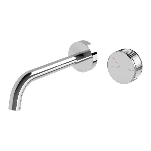 Axia Wall Basin/Bath Curved Outlet Mixer Set 180mm - Chrome