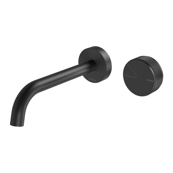 Axia Wall Basin/Bath Curved Outlet Mixer Set 180mm - Matte Black