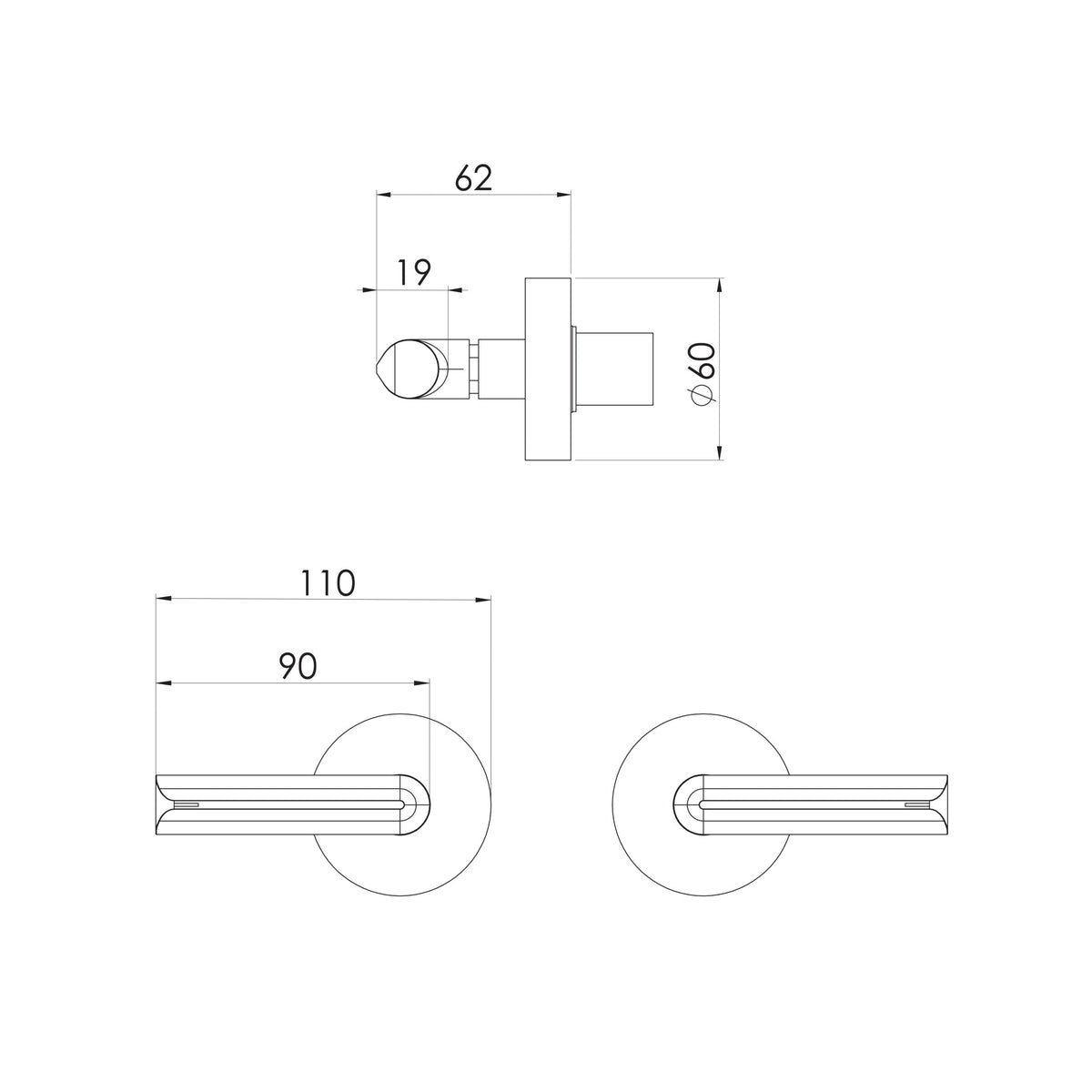 Vivid Slimline Plus Lever Wall Top Assemblies - Brushed Bronze
