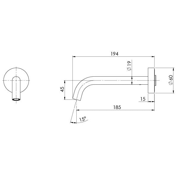 Vivid Slimline Plus Wall Basin / Bath Outlet 180mm - Brushed Bronze