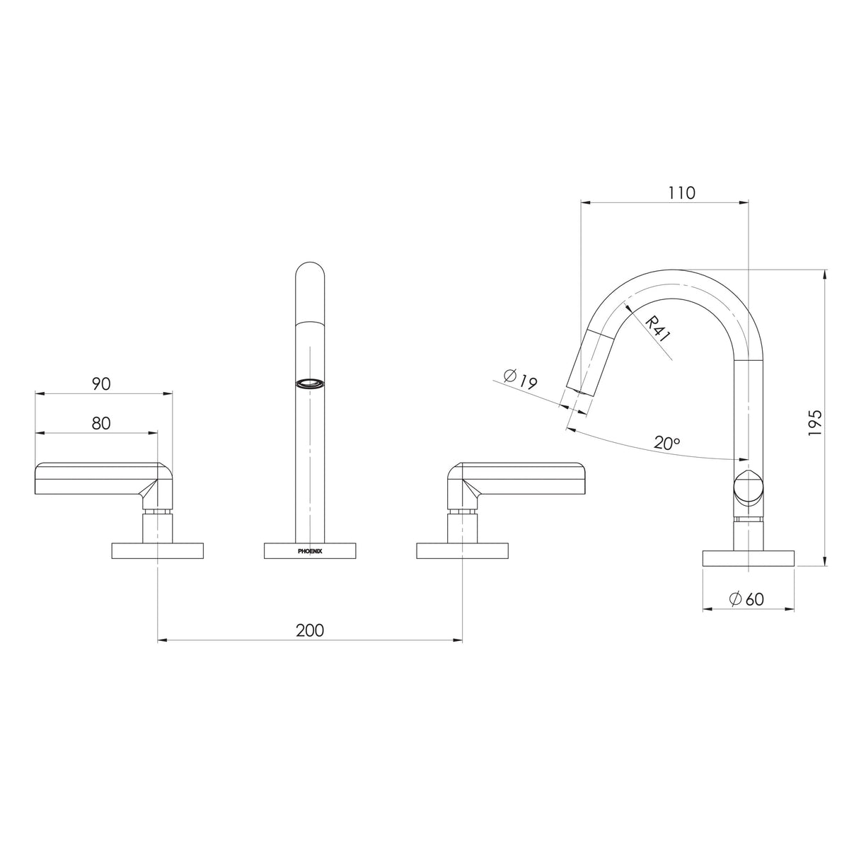 Vivid Slimline Plus Lever Basin Set - Brushed Bronze