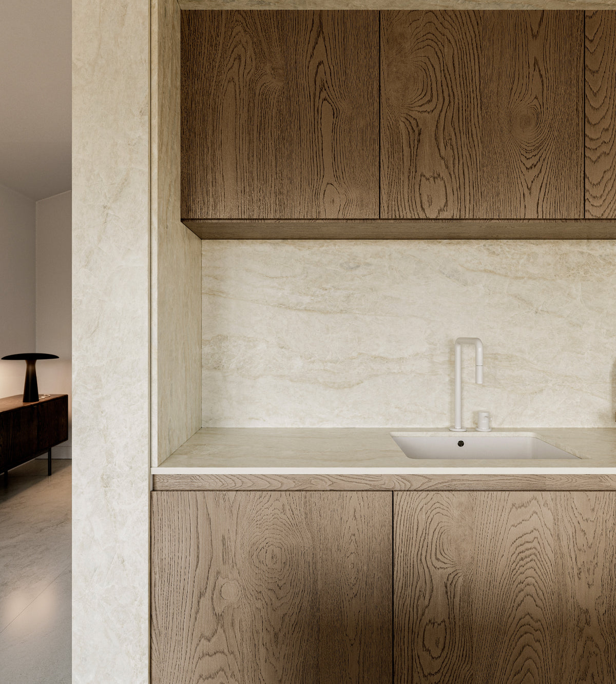 Dekton Nara in a kitchen, close-up (fourth photo)