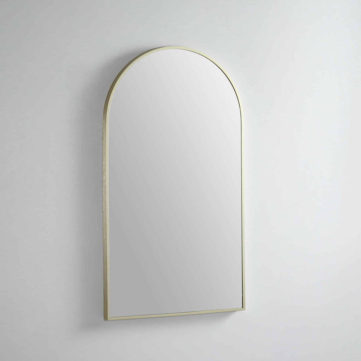 Modern Arch Mirror with Portable Magnifier Baltic Brass