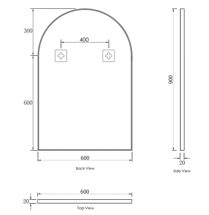 Archie 900(H)x600(W) Black Metal Framed Tuffi Mirror