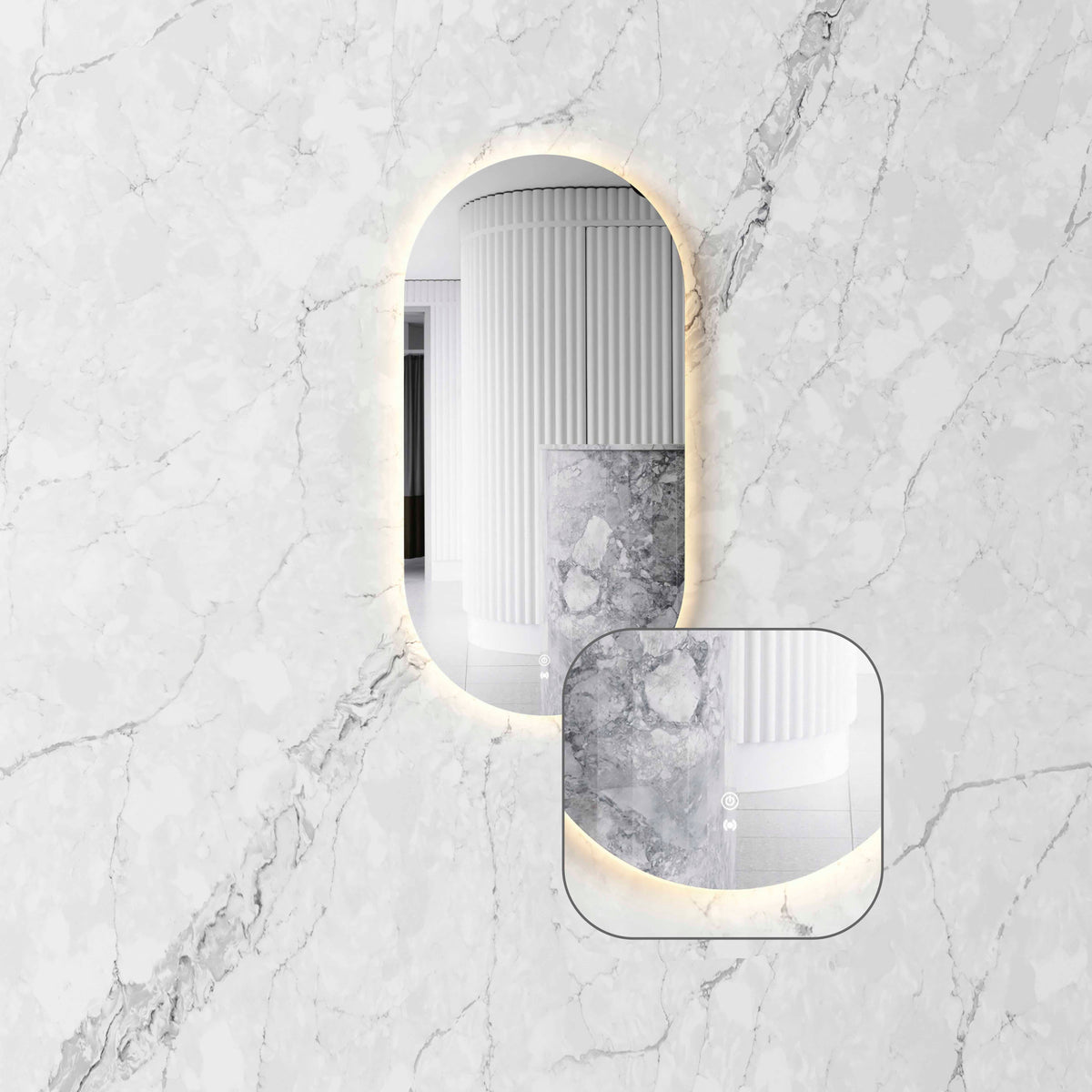 LED Noosa 900(H)x450(W) Frameless Tuffi Mirror