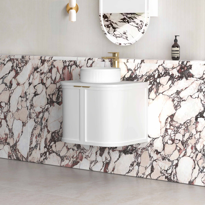 Hampshire 600mm Satin White Wall Hung Curve Vanity