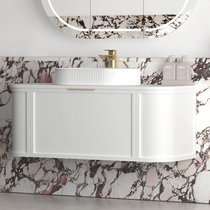 Hampshire 1200mm Satin White Wall Hung Curve Vanity