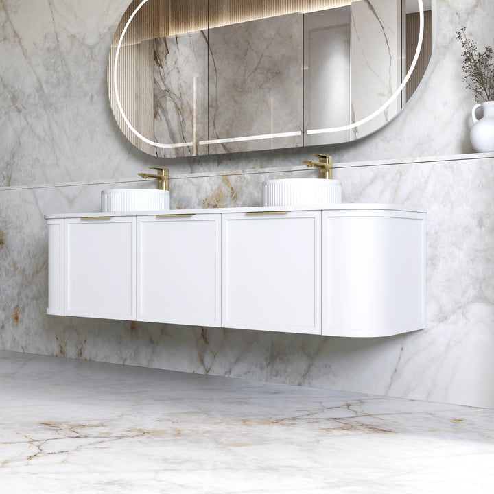 Hampshire 1800mm Satin White Wall Hung Curve Vanity