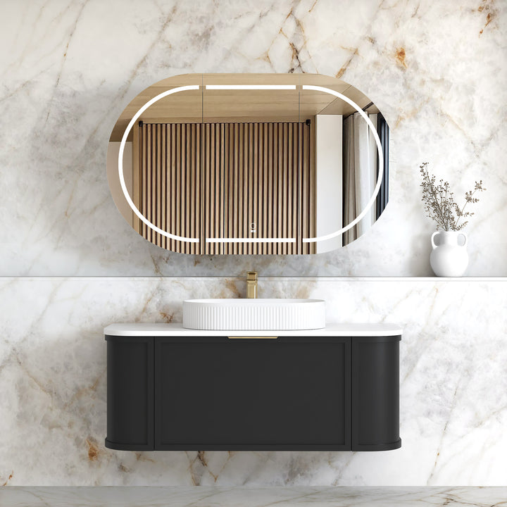 Hampshire 1200mm Satin Black Wall Hung Curve Vanity - Cabinet Only