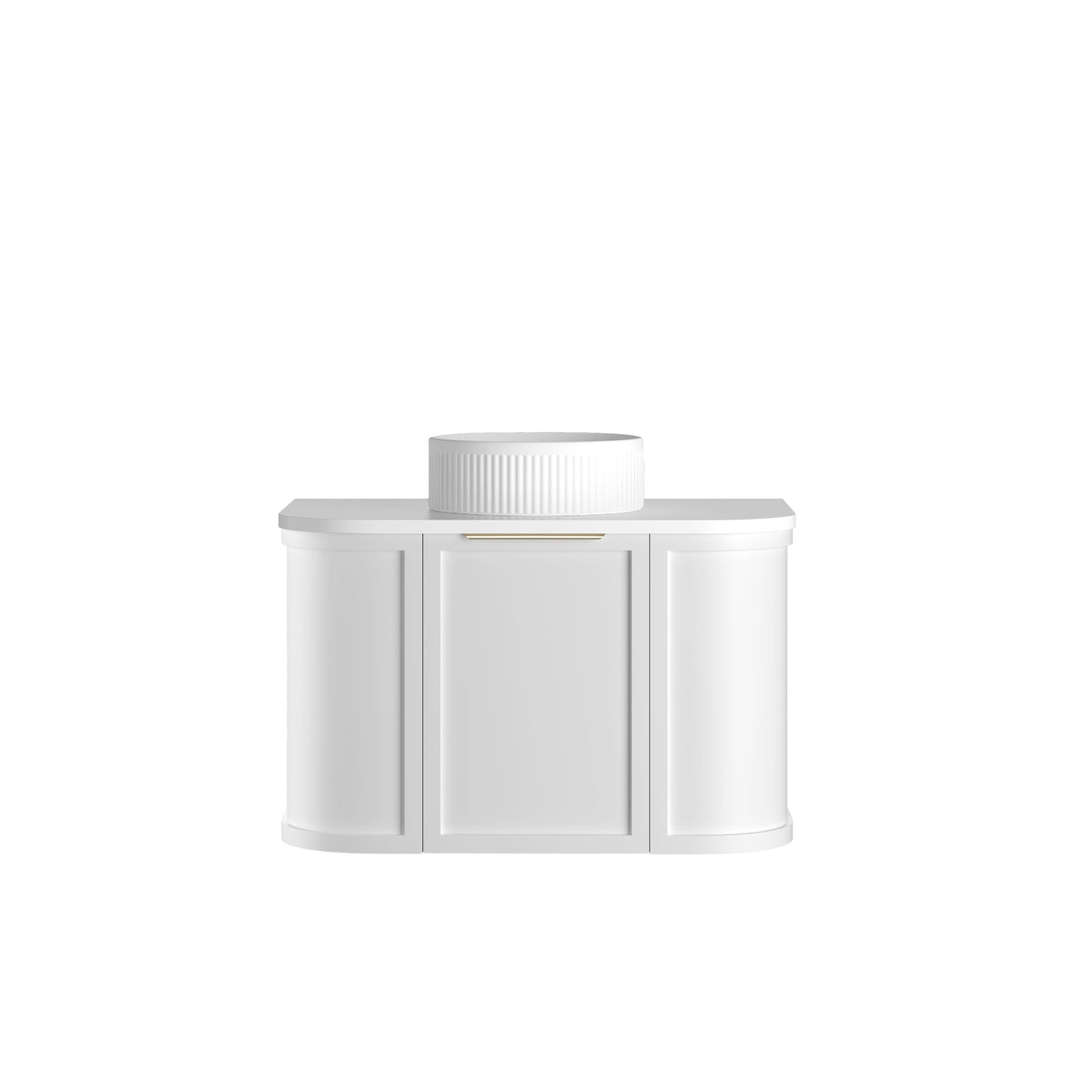Hampshire 750mm Satin White Wall Hung Curve Vanity (12TH & NTH Only) - Ultra Delux Stone Top (Silica Free Pure White)