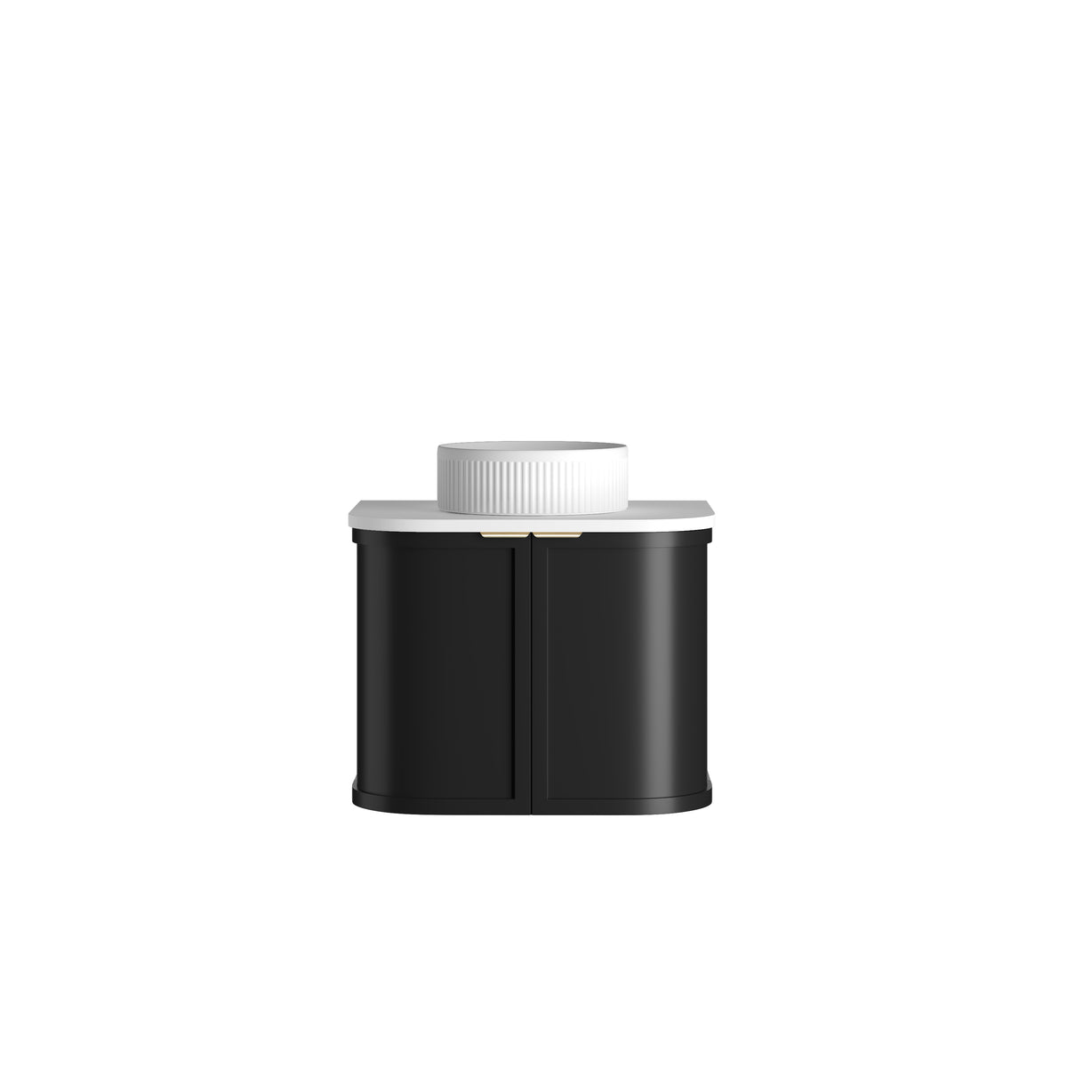 Hampshire 600mm Satin Black Wall Hung Curve Vanity - Ultra Delux Stone Top (Silica Free Pure White)