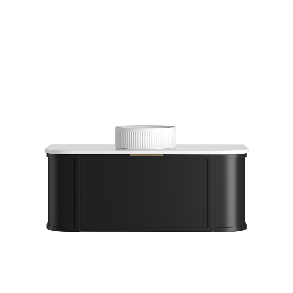 Hampshire 1200mm Satin Black Wall Hung Curve Vanity - Ultra Delux Stone Top (Silica Free Pure White)