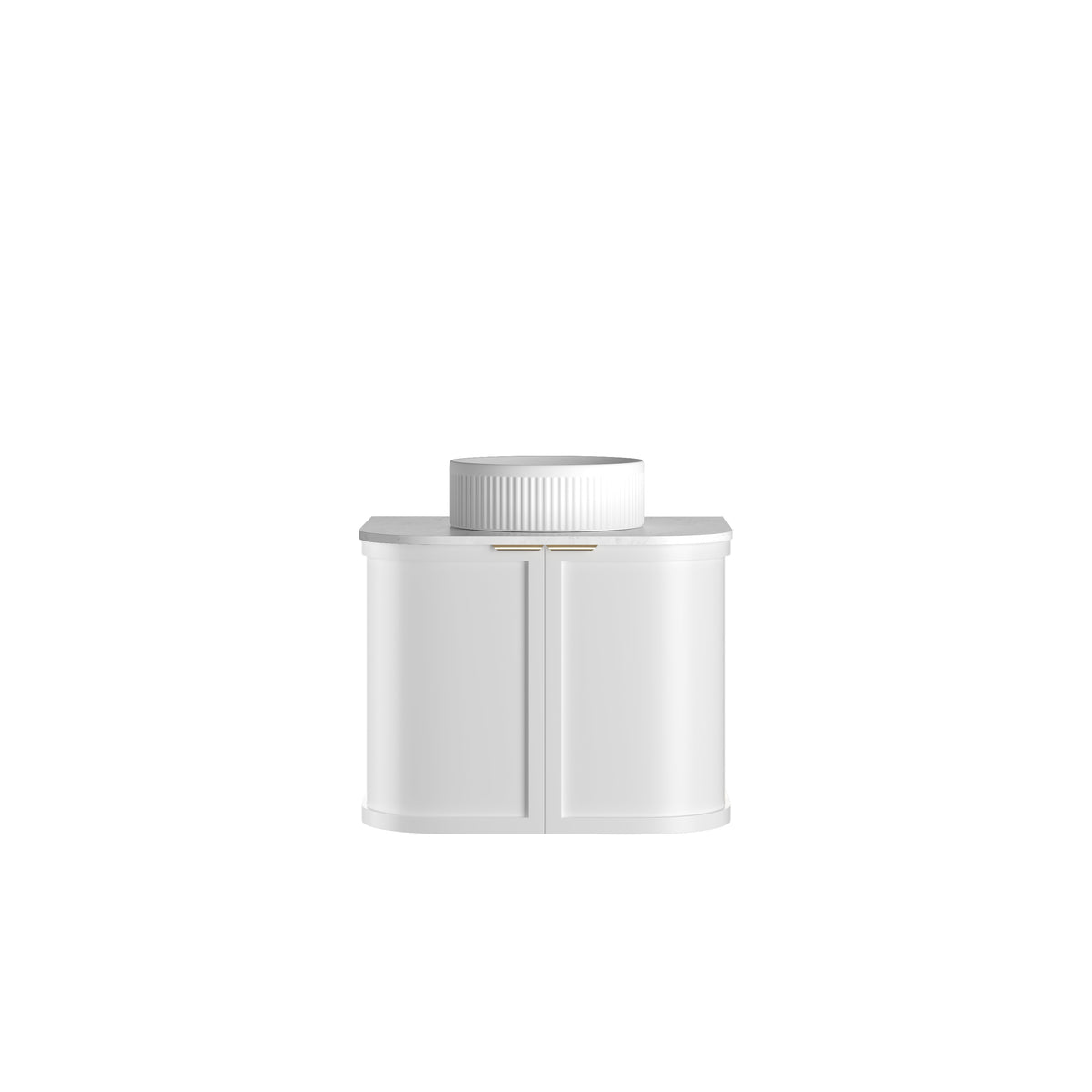 Hampshire 600mm Satin White Wall Hung Curve Vanity - Natural Marble Top (Natural Carrara Marble)