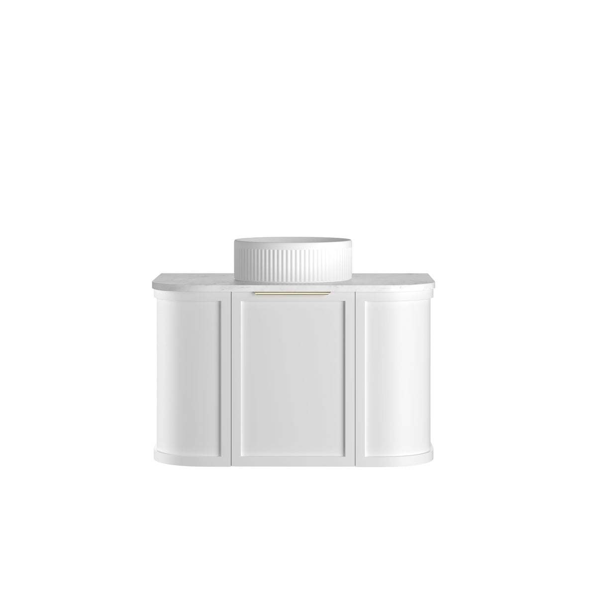 Hampshire 750mm Satin White Wall Hung Curve Vanity (12TH &amp; NTH Only) - Natural Marble Top (Natural Carrara Marble)