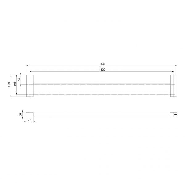 Specification diagram - Lexi MKII Double Towel Rail 800mm